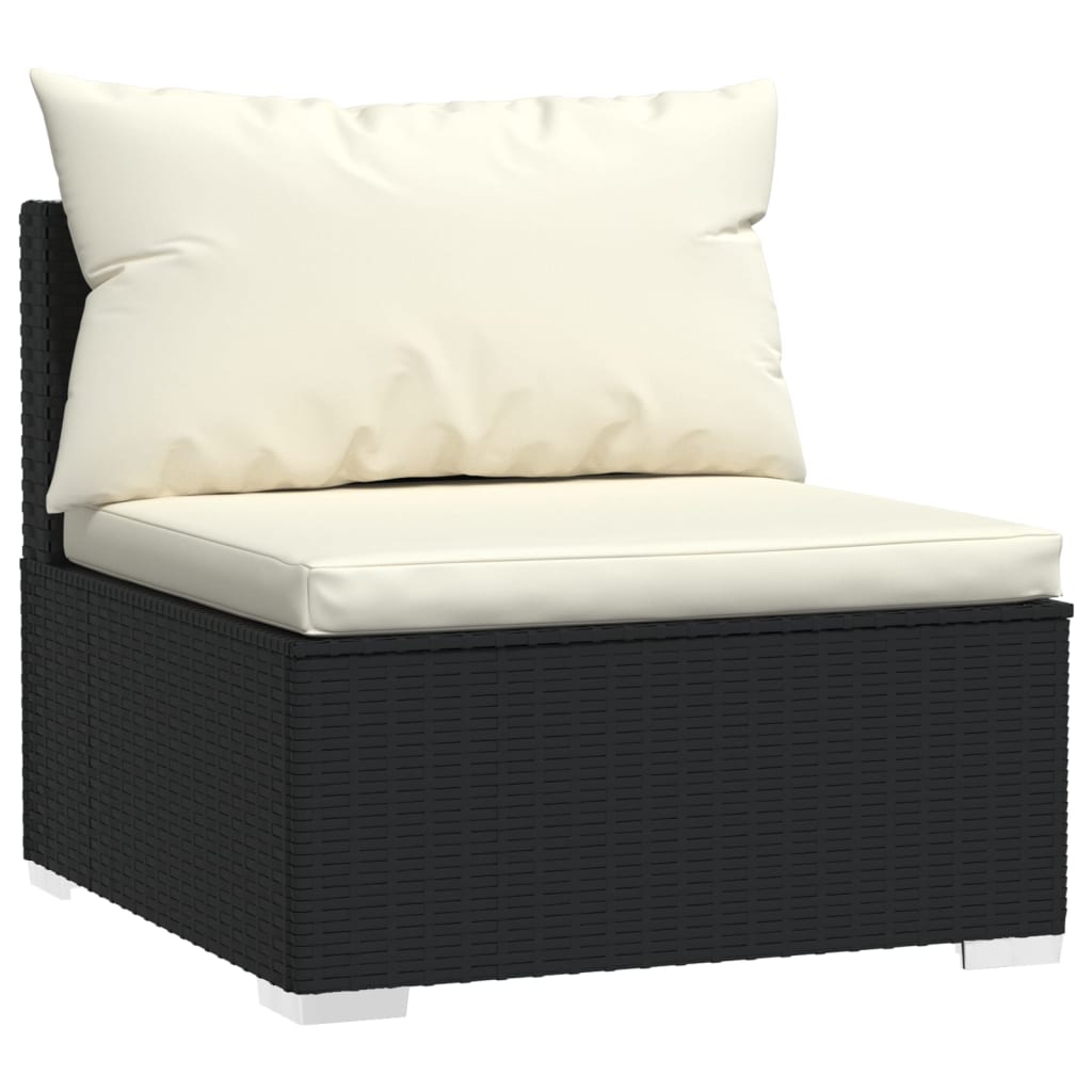 vidaXL Patio Furniture Set 4 Piece with Cushions Black Poly Rattan-1