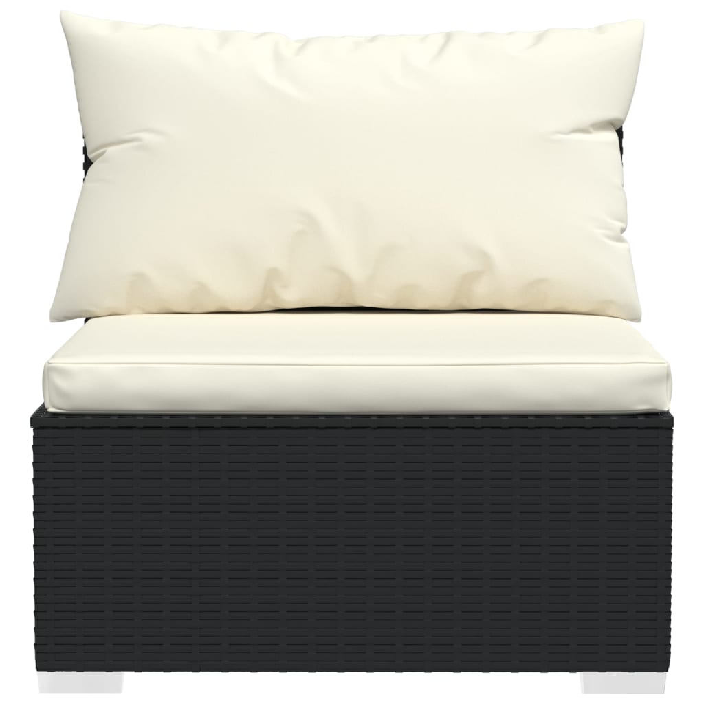 vidaXL Patio Furniture Set 4 Piece with Cushions Black Poly Rattan-2