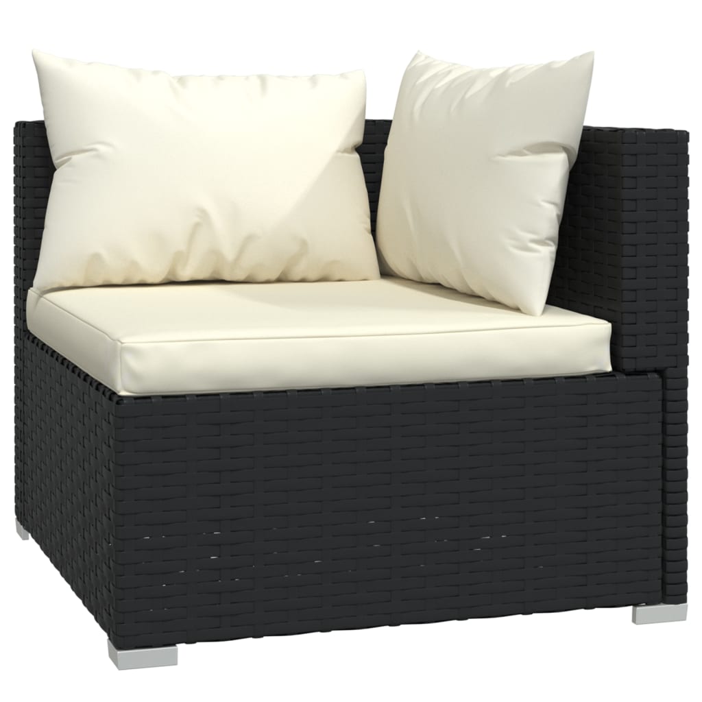 vidaXL Patio Furniture Set 5 Piece with Cushions Poly Rattan Black-1