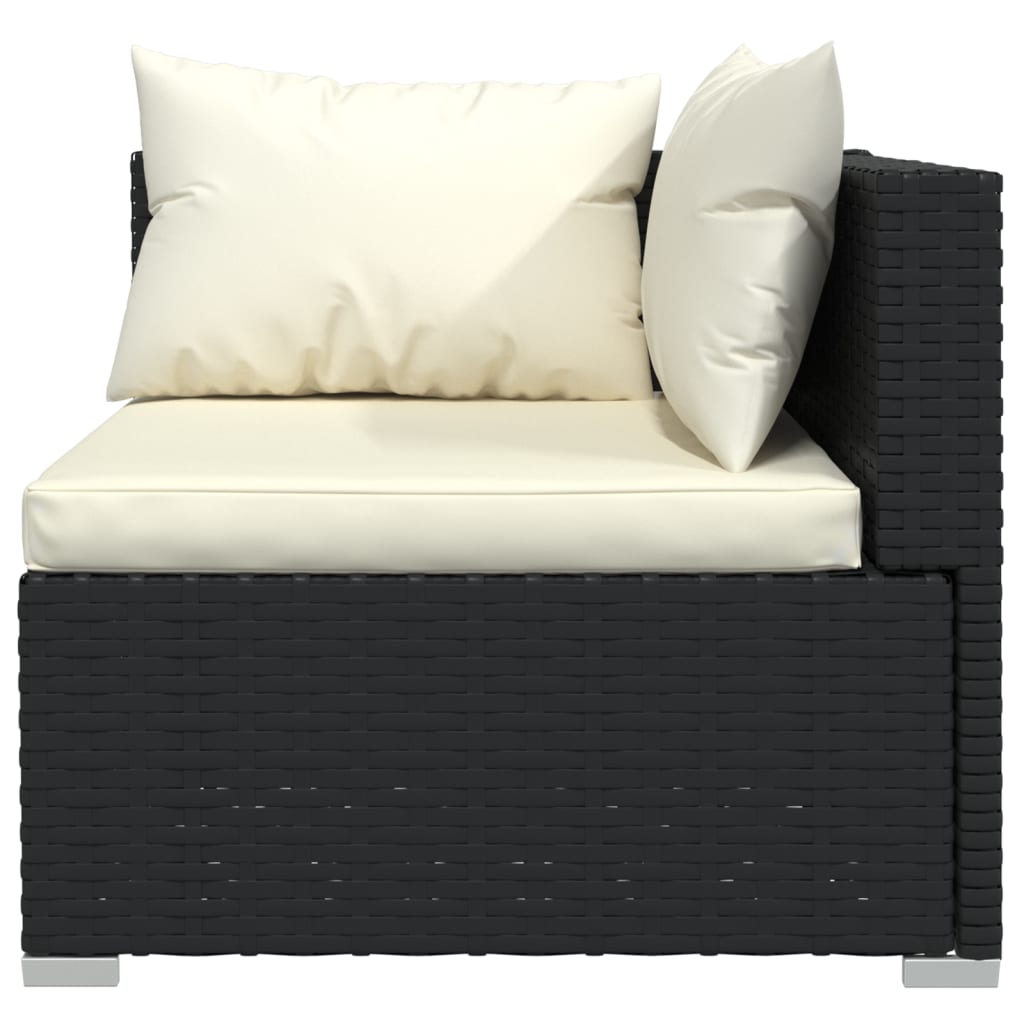 vidaXL Patio Furniture Set 5 Piece with Cushions Poly Rattan Black-2