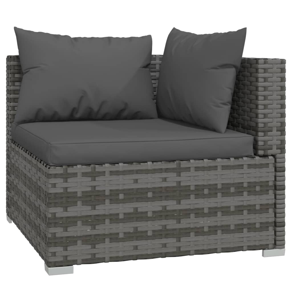vidaXL Patio Furniture Set 5 Piece with Cushions Poly Rattan Gray-1