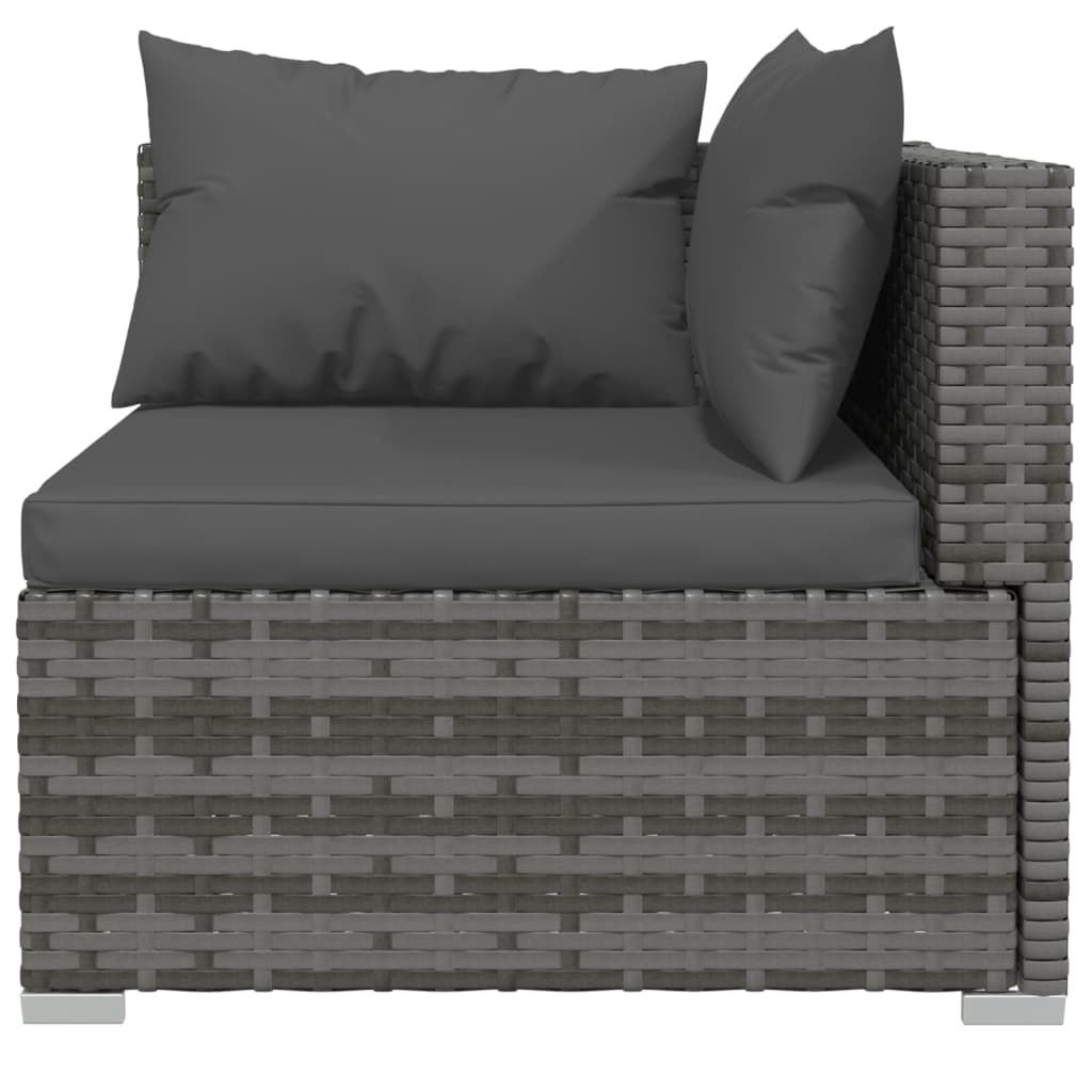 vidaXL Patio Furniture Set 5 Piece with Cushions Poly Rattan Gray-2