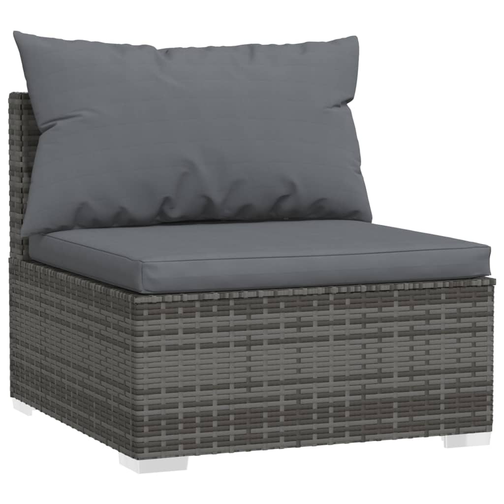 vidaXL Patio Furniture Set 5 Piece with Cushions Poly Rattan Gray-3