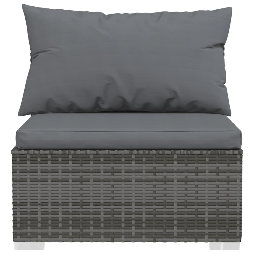 vidaXL Patio Furniture Set 5 Piece with Cushions Poly Rattan Gray-4