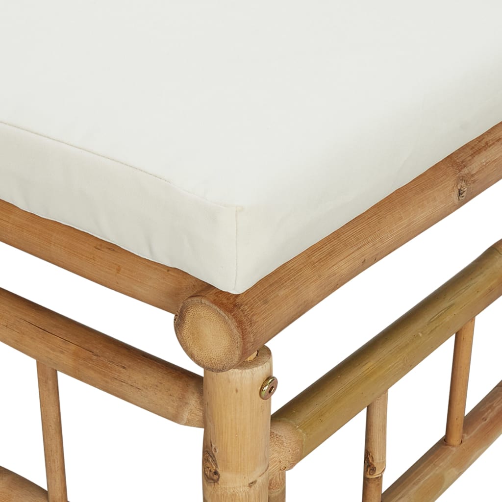 vidaXL Patio Corner Sofa with Cream White Cushions Bamboo-4