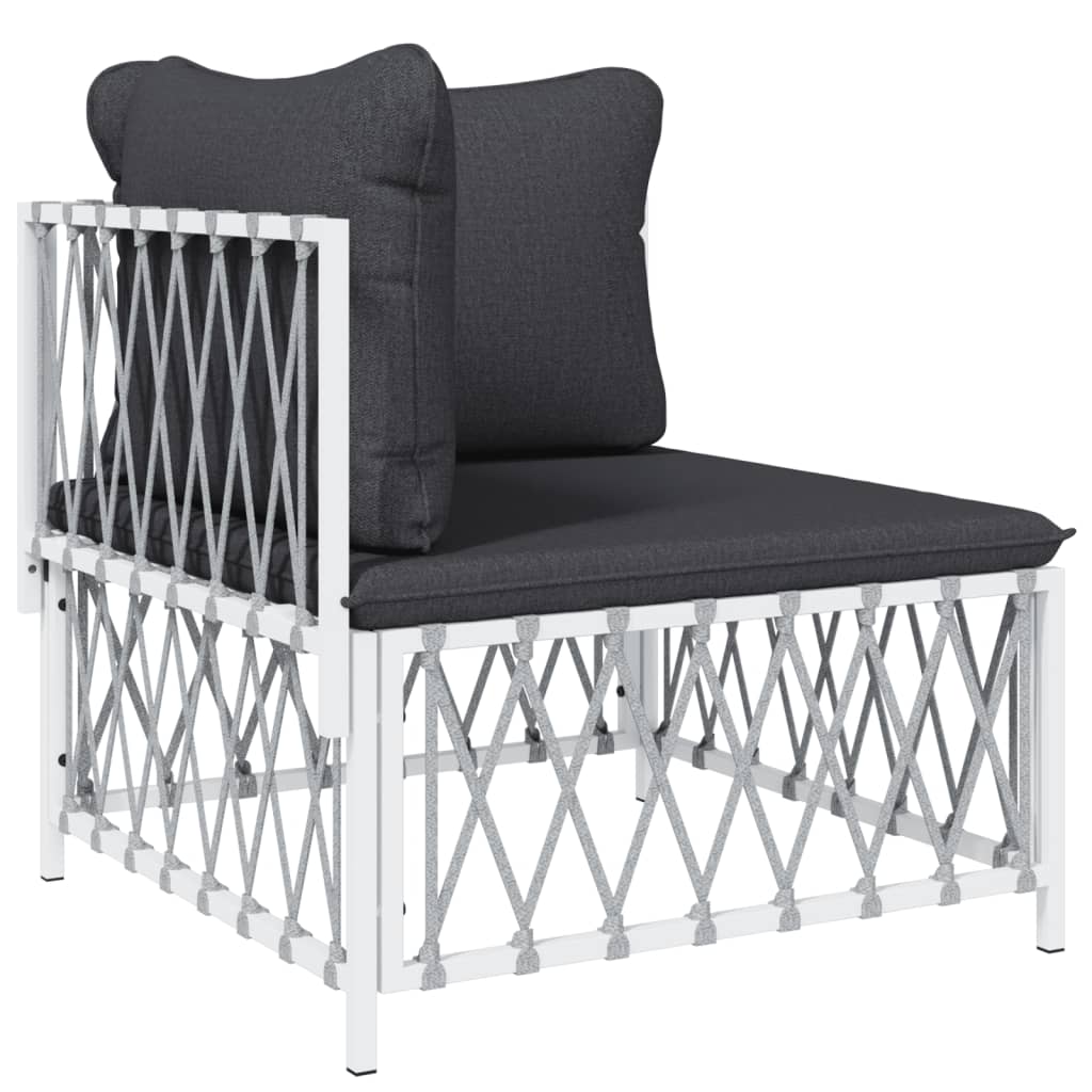 vidaXL 7 Piece Patio Lounge Set with Cushions White Steel-2