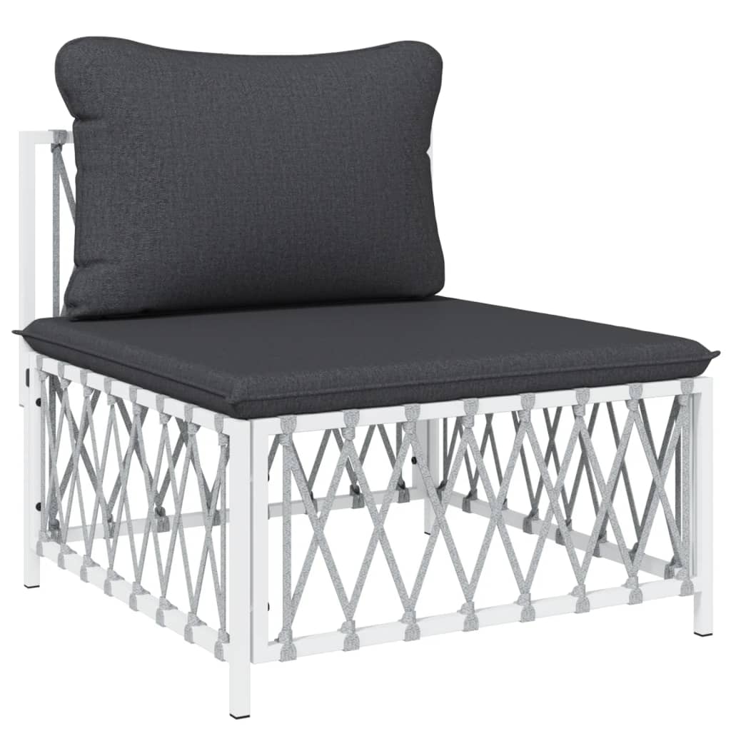 vidaXL 7 Piece Patio Lounge Set with Cushions White Steel-3