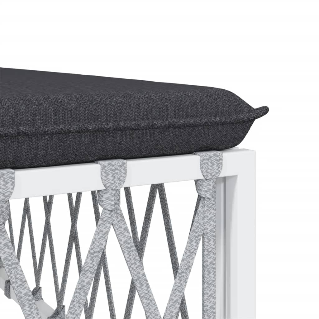 vidaXL 7 Piece Patio Lounge Set with Cushions White Steel-6