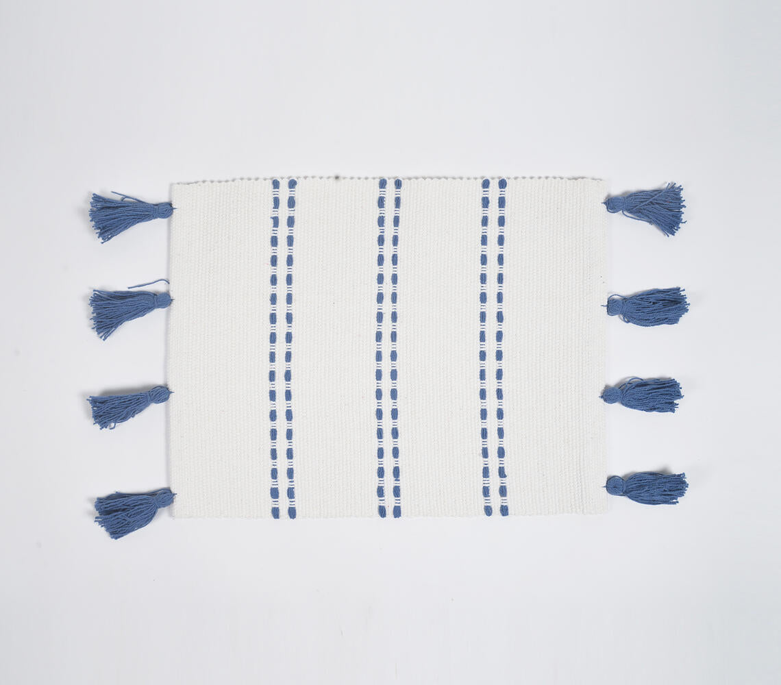 Blue Dotted Lines Cotton Placemats (Set of 4)-2