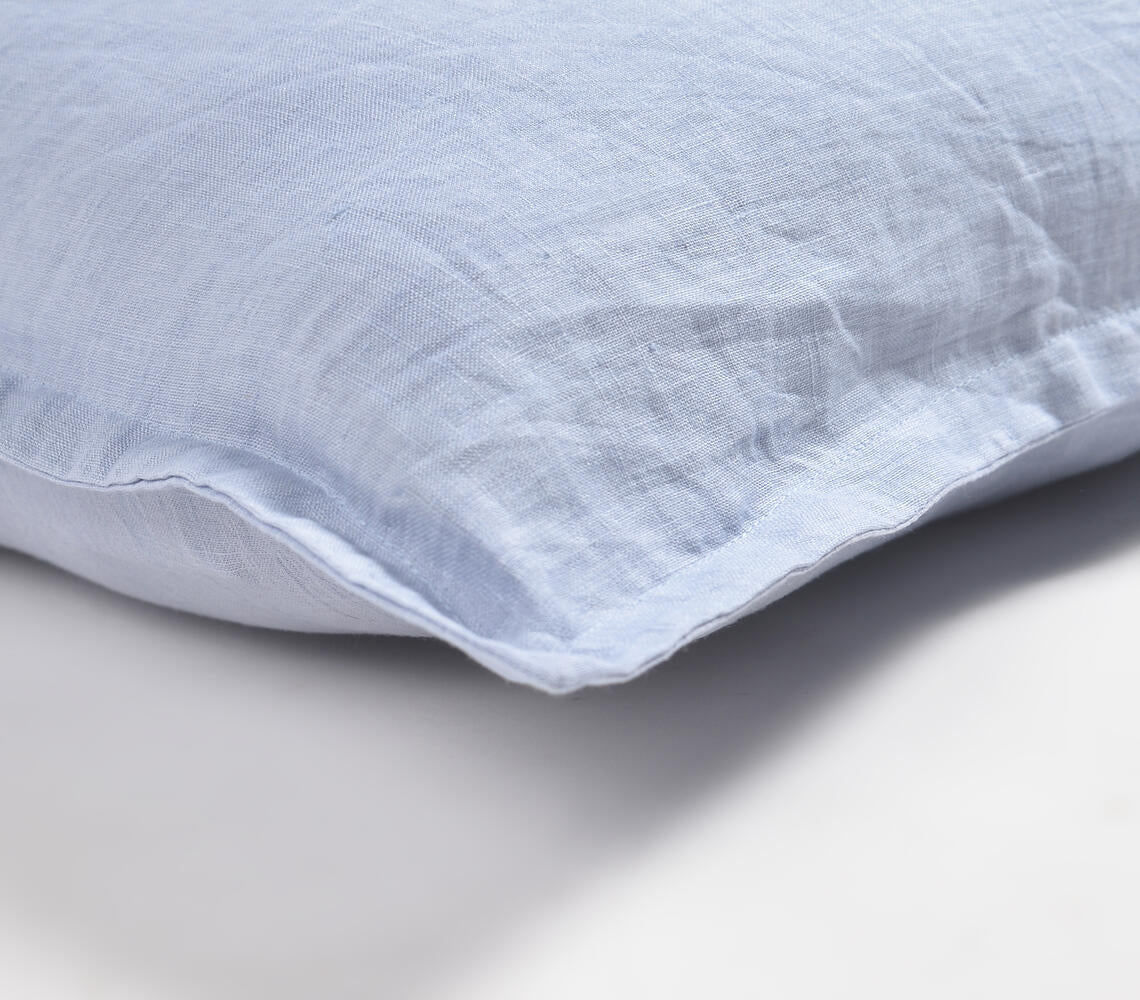 Solid Powder Blue Cotton Linen Cushion Cover-1