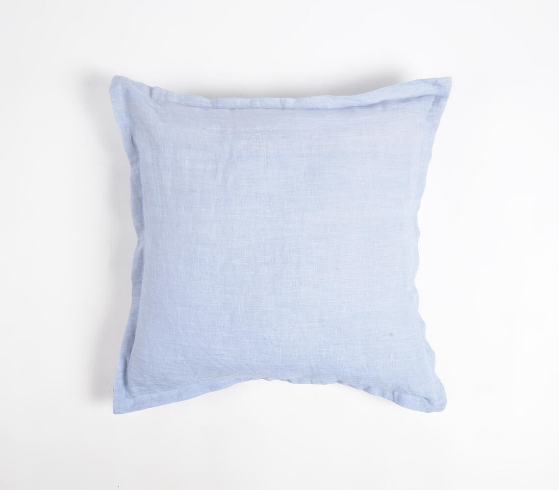 Solid Powder Blue Cotton Linen Cushion Cover-2