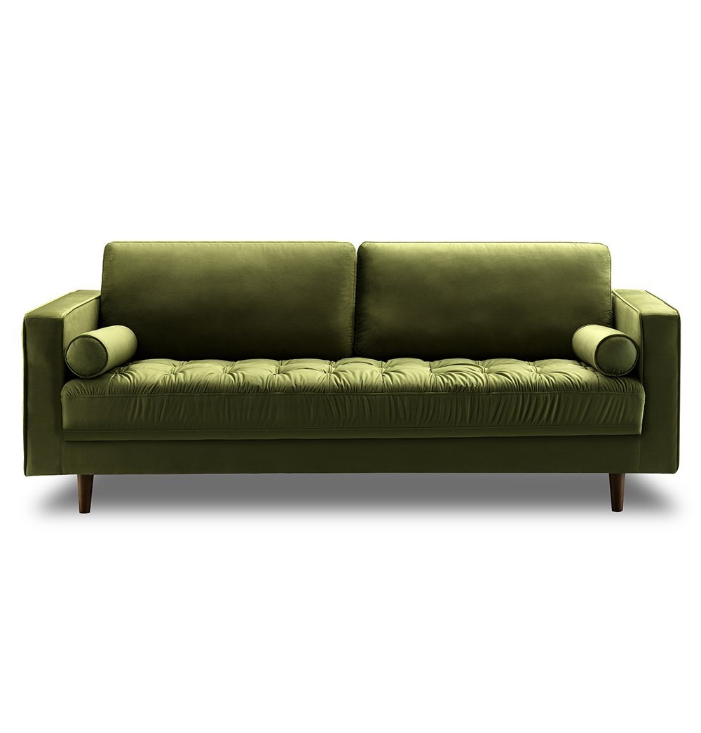 Bente Tufted Velvet 3-Seater Sofa - Green-0