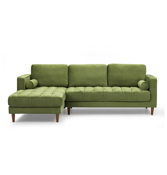 Bente Tufted Velvet Sectional Sofa - Green-0