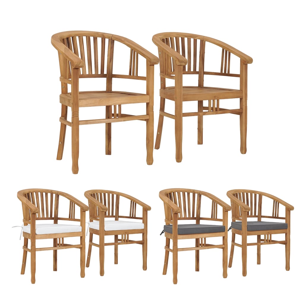vidaXL Patio Chairs 2 Pcs Patio Dining Chair with Cushions Solid Wood Teak-3